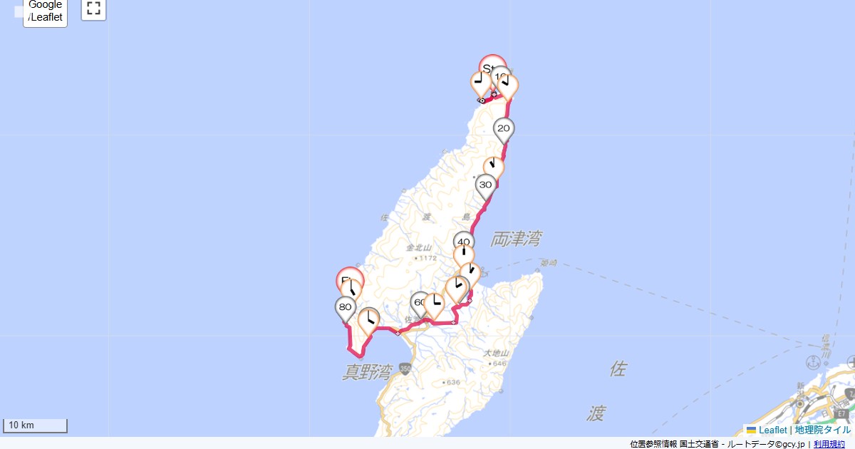 佐渡新潟3日目佐渡フィッシャーズホテル,ホテルみやこ,サイクリング,地図,記録,自転車
