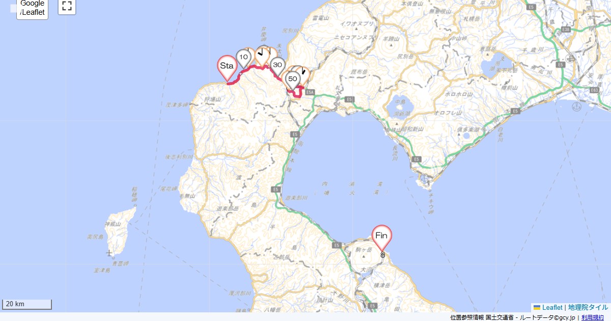 07道南4日目島牧ユース,鹿部町本別,サイクリング,地図,記録,自転車