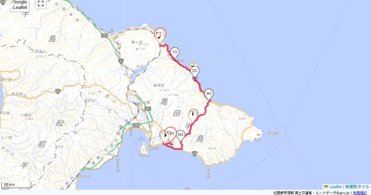 07道南5日目鹿部ロイヤルホテル,函館市高松町,サイクリング,地図,記録,自転車