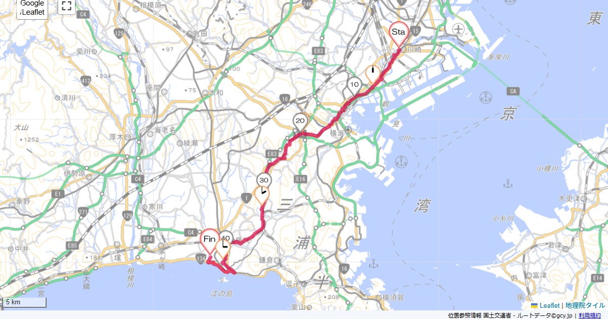 川崎から江ノ島川崎市川崎区駅前本町,藤沢市鵠沼海岸,サイクリング,地図,記録,自転車