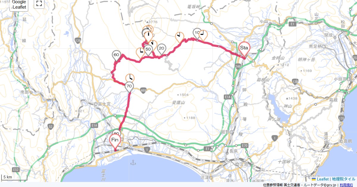 富士山新五合目御殿場市新橋,富士市川成島,サイクリング,地図,記録,自転車