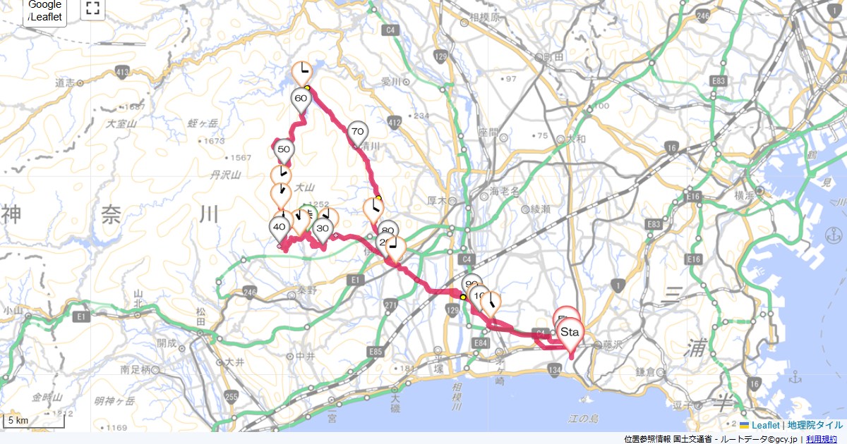 ヤビツ峠紅葉オフ本鵠沼,藤沢市辻堂新町,サイクリング,地図,記録,自転車