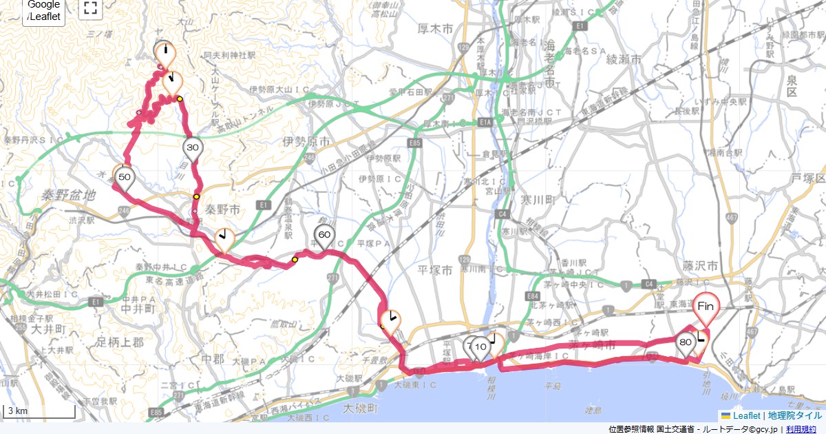 ヤビツ峠・羽根林道本鵠沼,本鵠沼,サイクリング,地図,記録,自転車