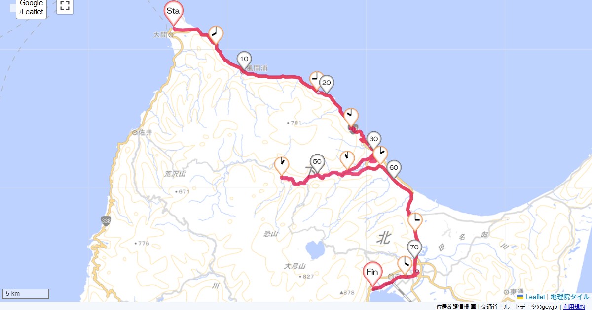 下北半島3日目あべ旅館,フォルクローレ大湊,サイクリング,地図,記録,自転車