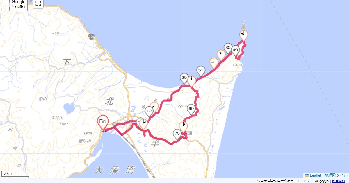 下北半島4日目フォルクローレ大湊,フォルクローレ大湊,サイクリング,地図,記録,自転車