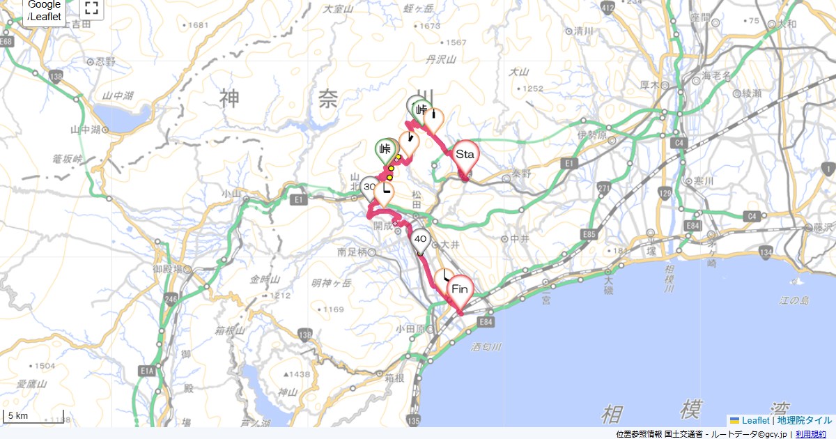 三廻部林道・尺里峠・開成あじさい秦野市柳町,小田原市南鴨宮,サイクリング,地図,記録,自転車