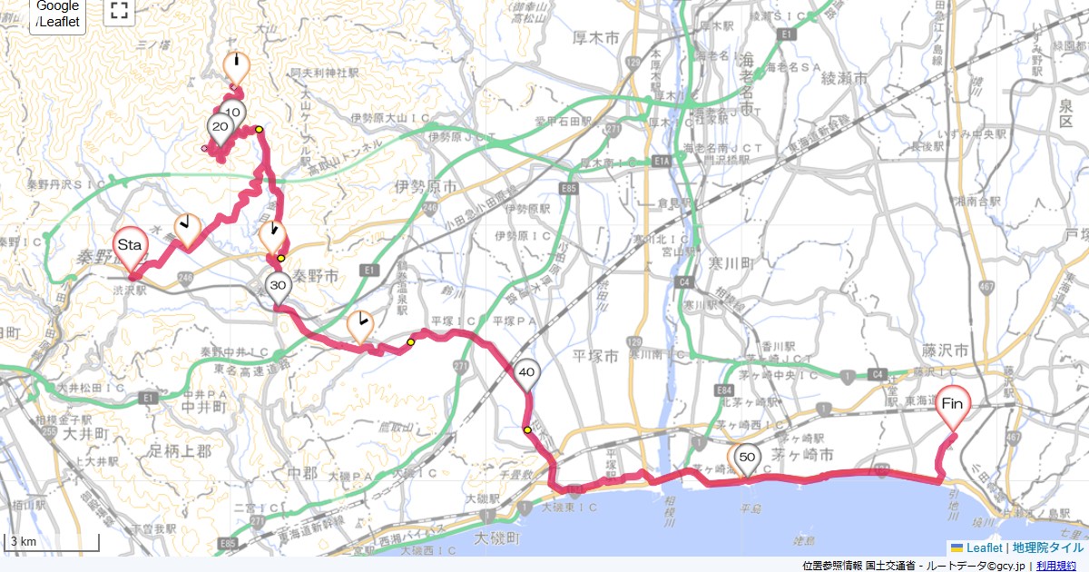 渋沢・ヤビツ峠秦野市柳町,本鵠沼,サイクリング,地図,記録,自転車