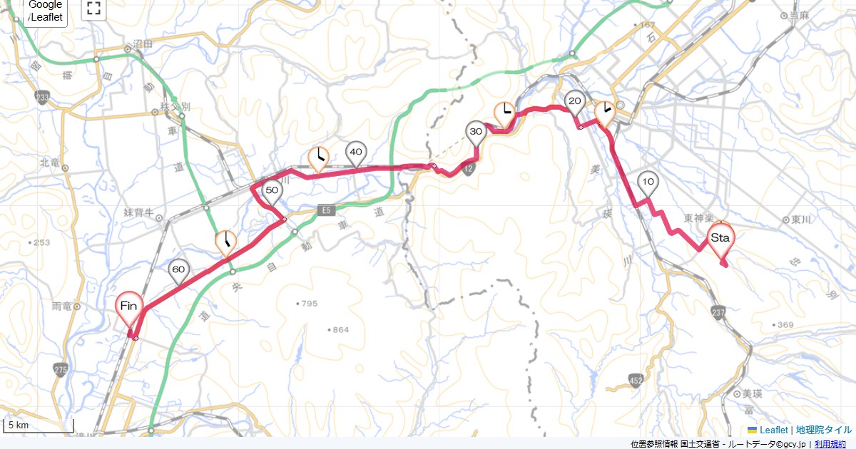 08北海道1日目東神楽町東二線,えべおつ温泉ホテル,サイクリング,地図,記録,自転車