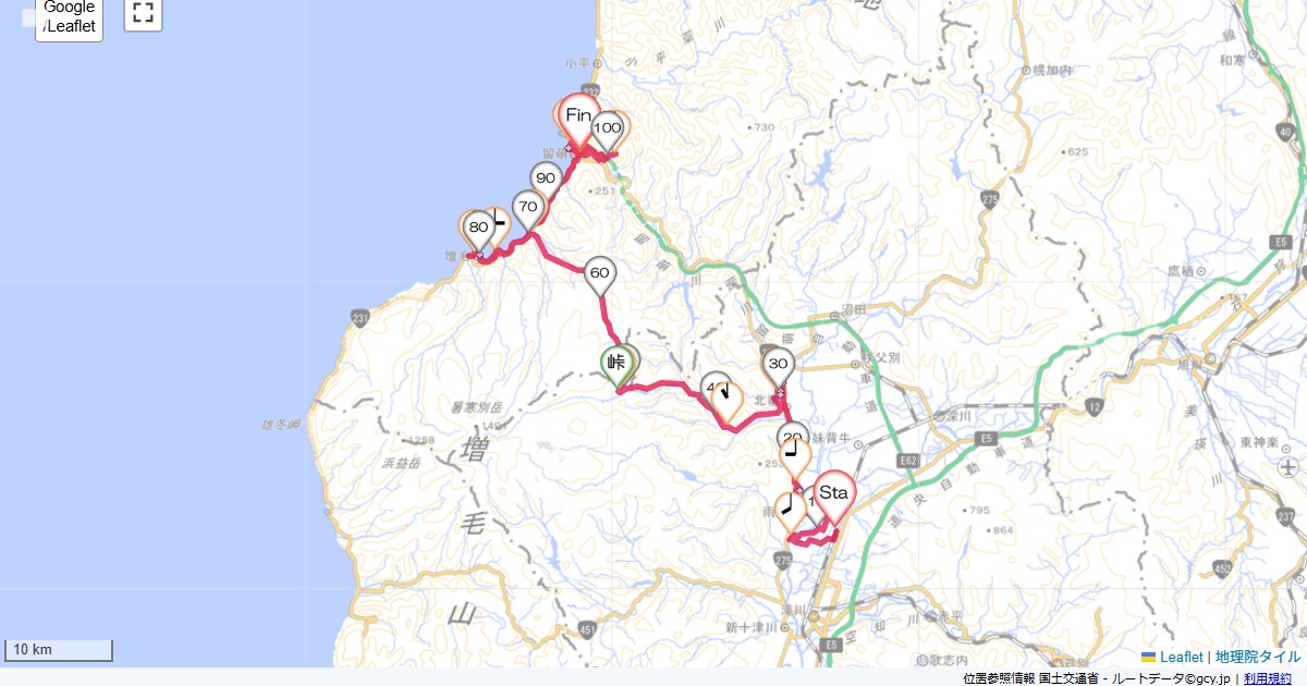 08北海道2日目えべおつ温泉ホテル,留萌市錦町,サイクリング,地図,記録,自転車
