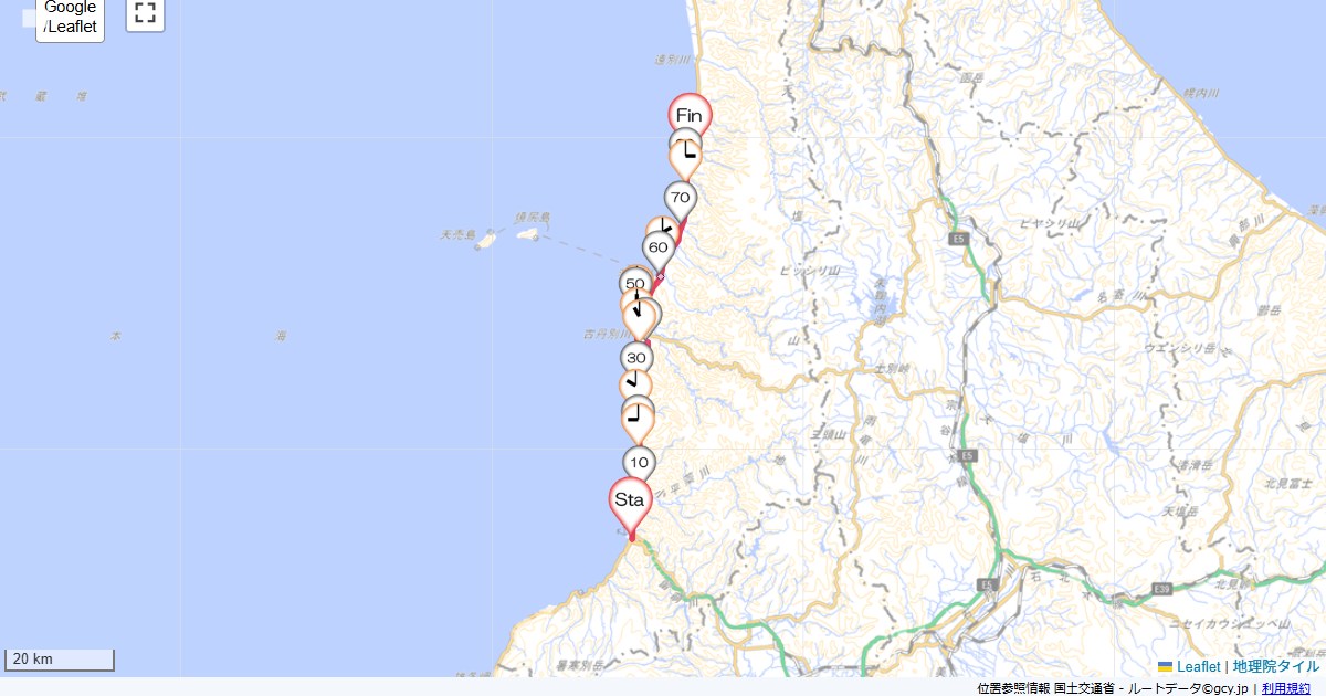 08北海道3日目ホテルニューホワイトハウス,岬センター,サイクリング,地図,記録,自転車