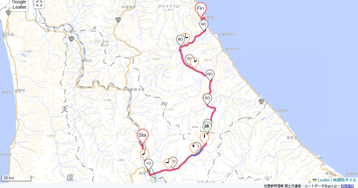 08北海道5日目びふか温泉,ホテルニュー幸林,サイクリング,地図,記録,自転車