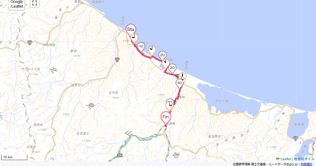08北海道7日目紋別セントラルホテル,若葉旅館,サイクリング,地図,記録,自転車
