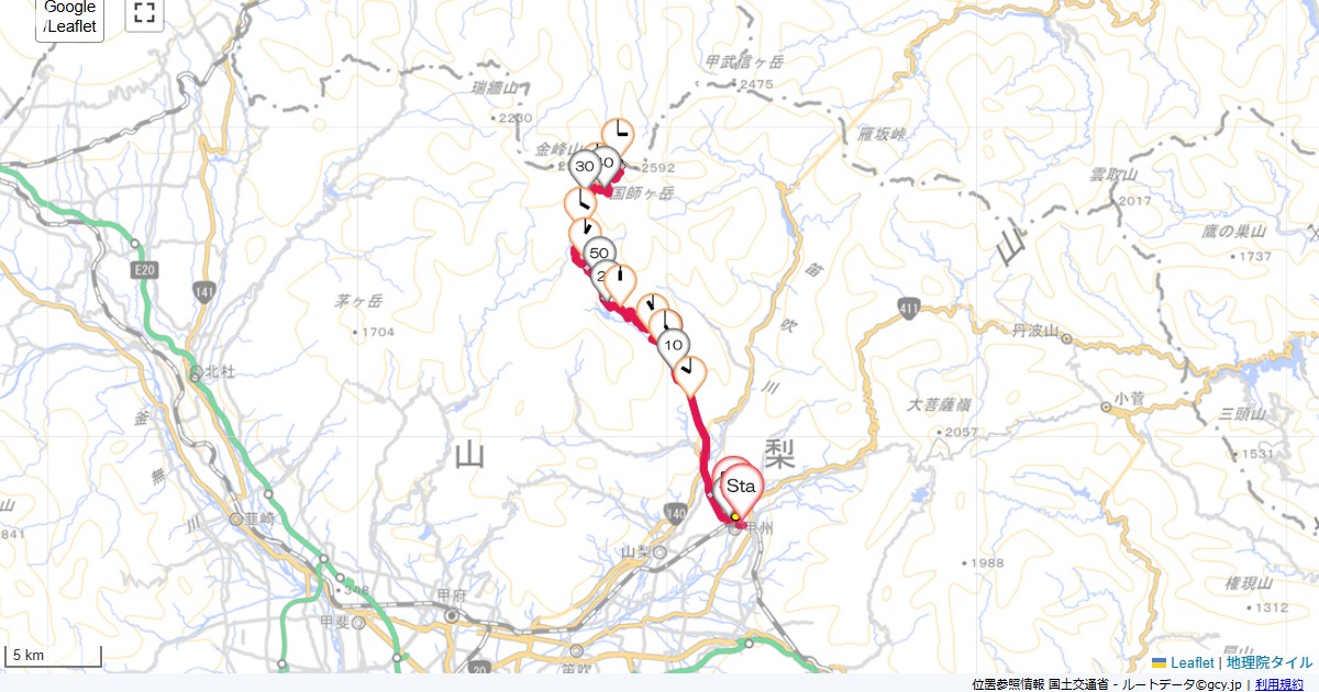 大弛峠甲州市塩山上於曽,井筒屋旅館,サイクリング,地図,記録,自転車