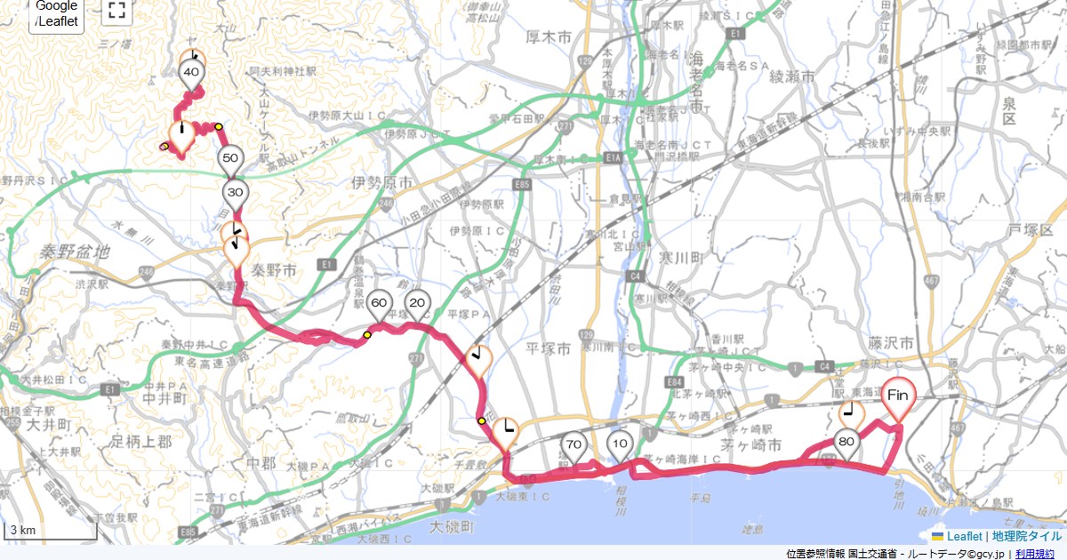 ヤビツ峠本鵠沼,本鵠沼,サイクリング,地図,記録,自転車