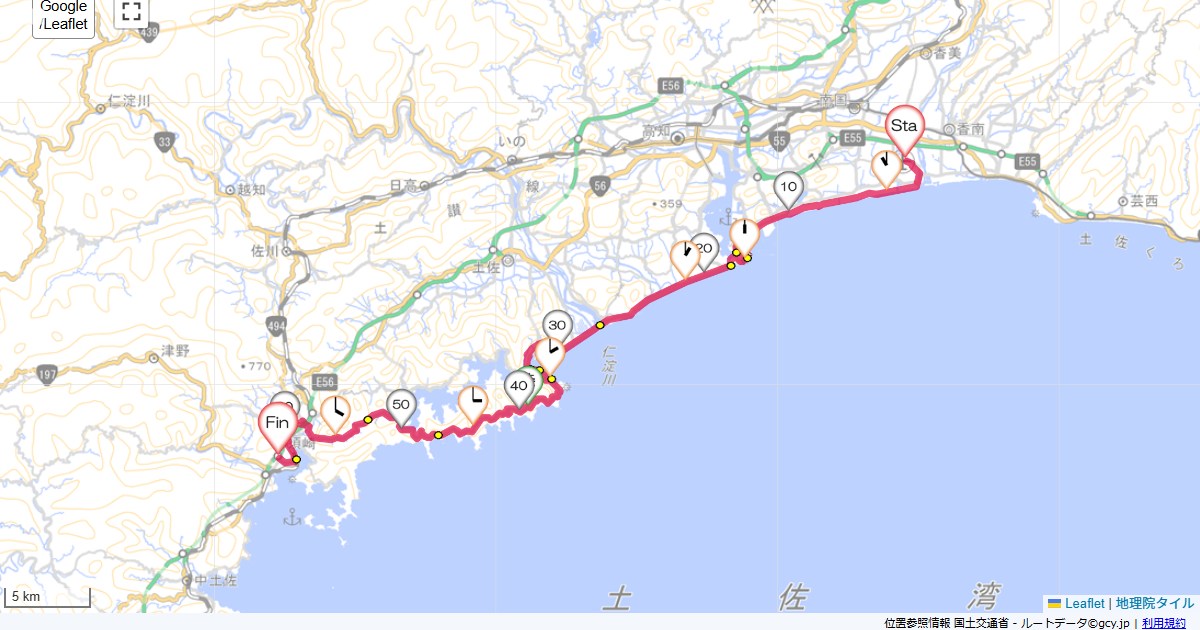 四国九州1日目高知空港,ビジネスホテルさつき,サイクリング,地図,記録,自転車
