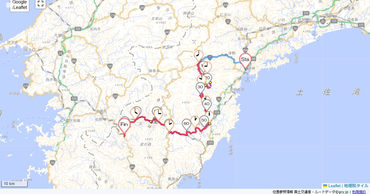 四国九州2日目須崎市西糺町,四万十星羅,サイクリング,地図,記録,自転車