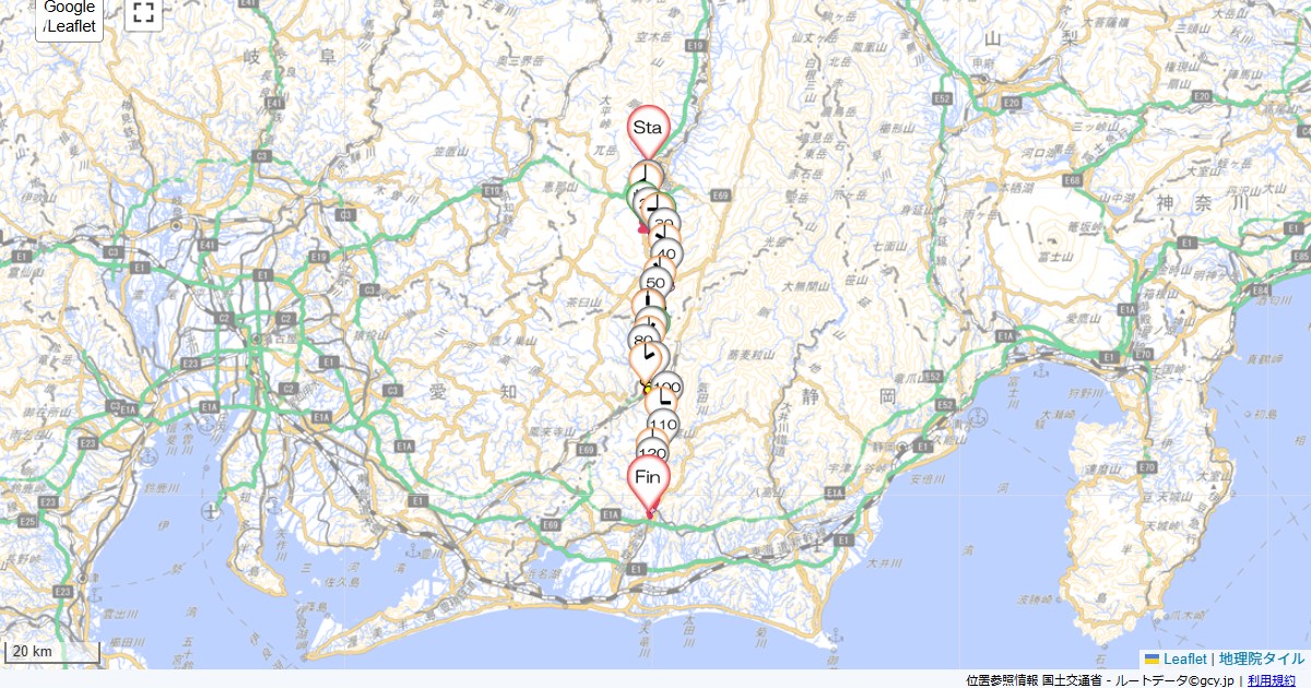 天竜川・佐久間ダム殿岡温泉湯ー眠,西鹿島駅,サイクリング,地図,記録,自転車