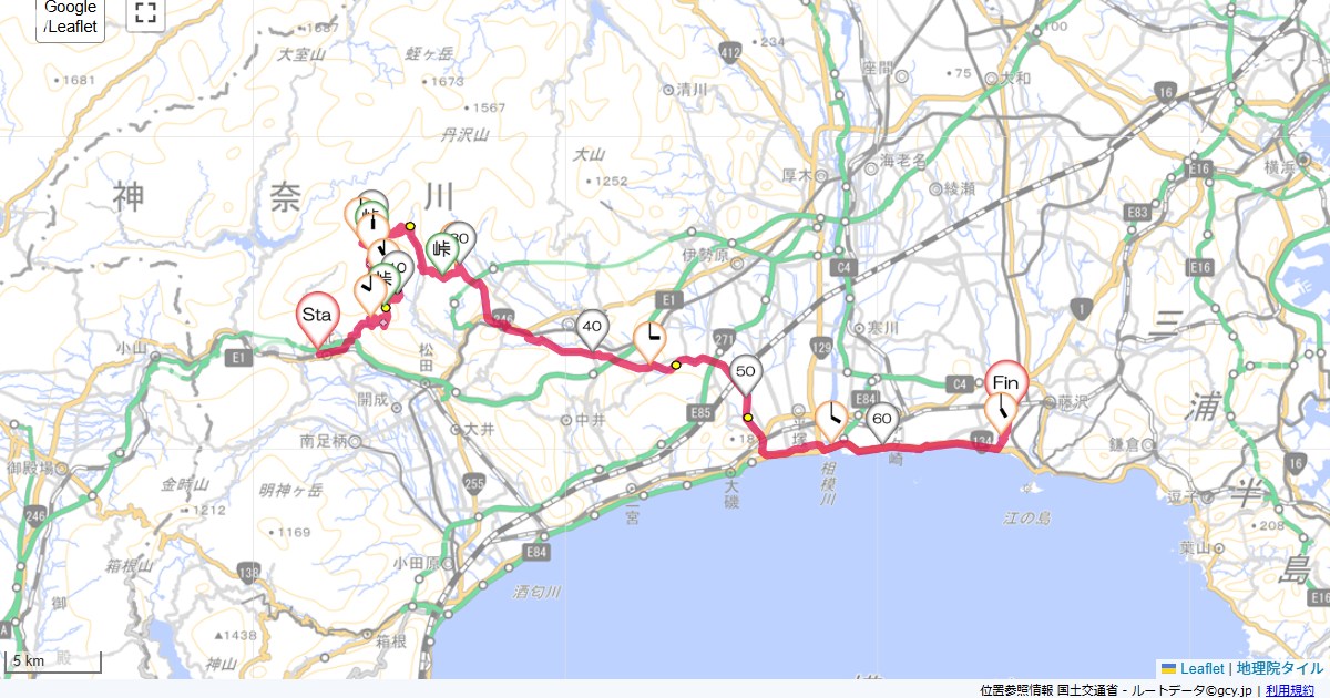 尺里峠・虫沢林道・秦野峠林道山北町山北,本鵠沼,サイクリング,地図,記録,自転車