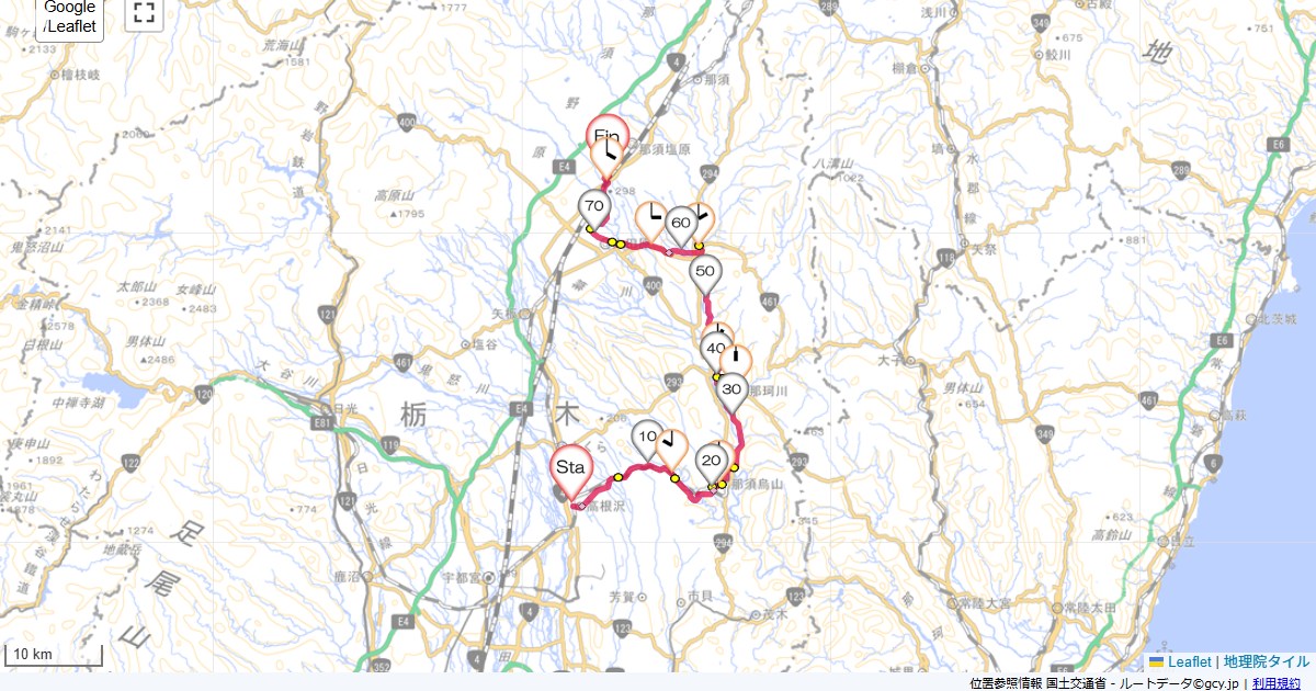 栃木北部桜の名所巡り宝積寺駅,那須塩原駅,サイクリング,地図,記録,自転車