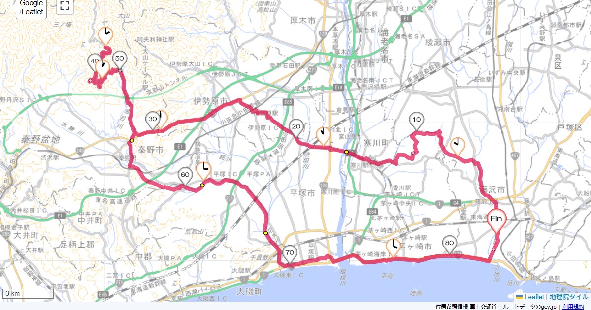 善波峠・ヤビツ峠本鵠沼,本鵠沼,サイクリング,地図,記録,自転車