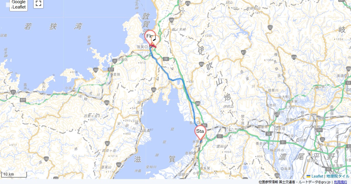 福井1日目米原市米原西,ビジネスホテル髙木,サイクリング,地図,記録,自転車