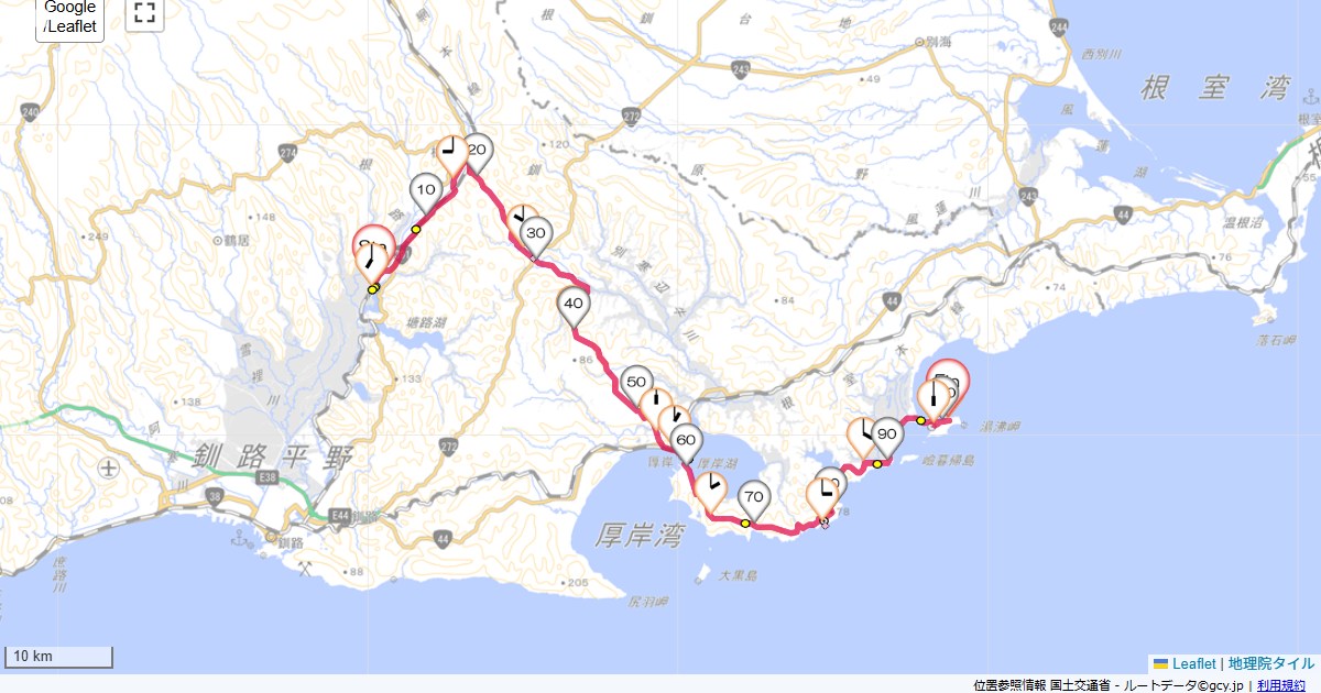 09道東2日目標茶町コッタロ原野,えとぴりか村,サイクリング,地図,記録,自転車