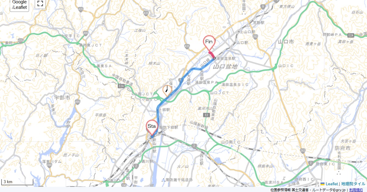 山口1日目新山口駅,ホテル喜良久,サイクリング,地図,記録,自転車
