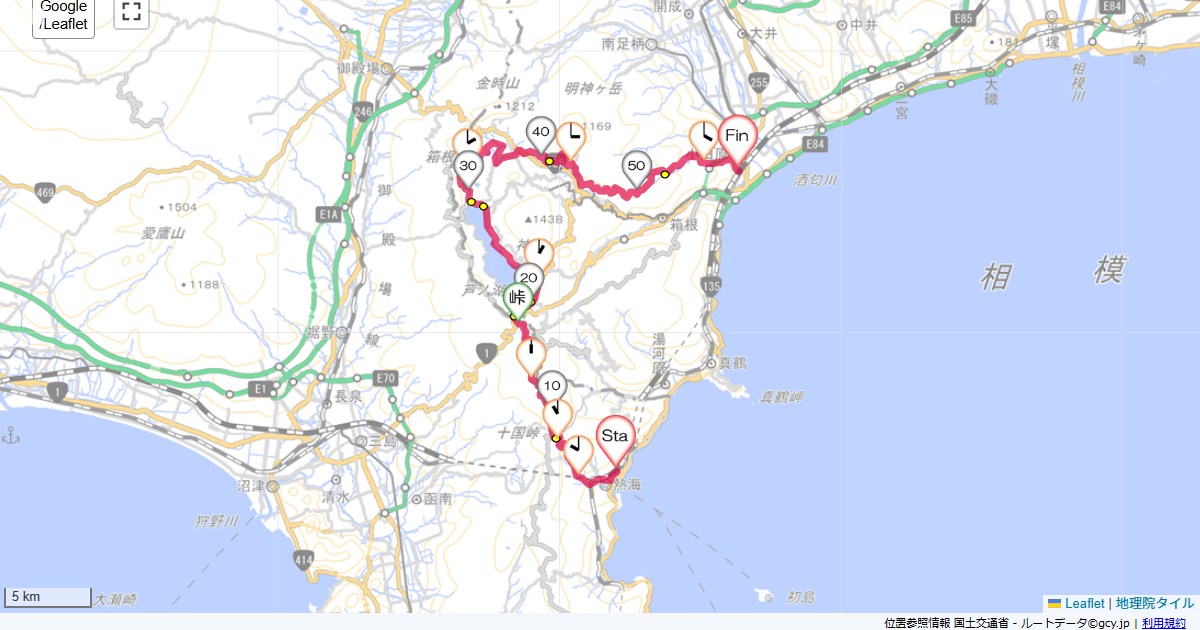 十国峠・芦ノ湖熱海駅,小田原駅西口,サイクリング,地図,記録,自転車