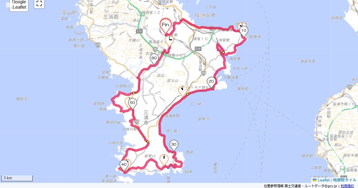 三浦半島南部横須賀市衣笠栄町,横須賀市衣笠栄町,サイクリング,地図,記録,自転車