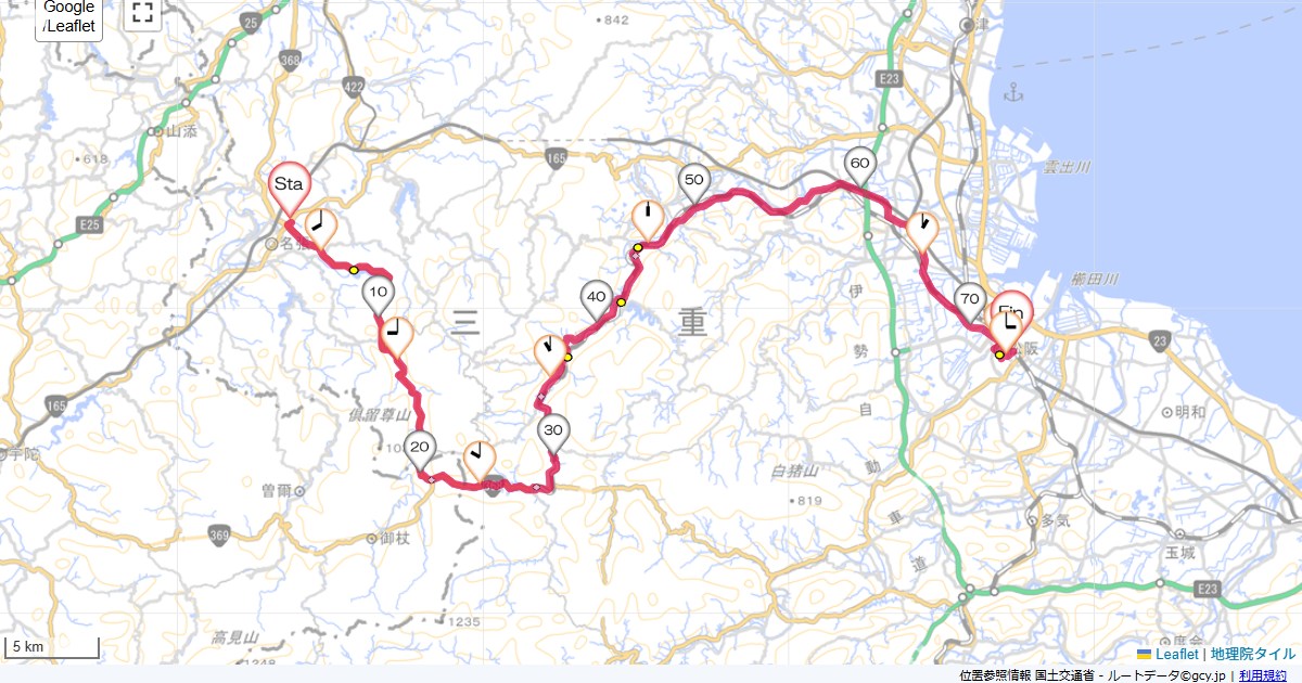滋賀三重2日目ルートイン名張,松阪駅,サイクリング,地図,記録,自転車