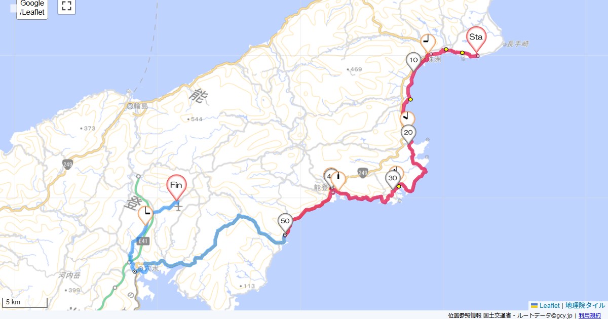 奥能登3日目珠洲ビーチホテル,能登空港,サイクリング,地図,記録,自転車