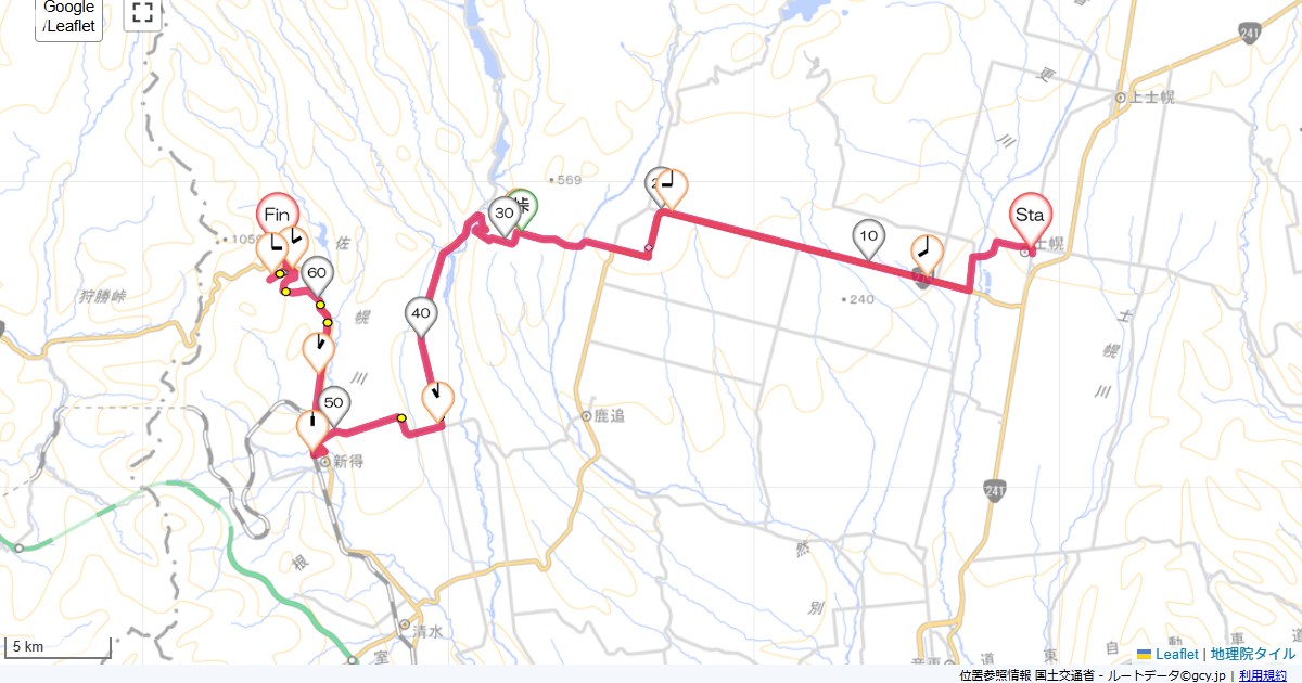10北海道7日目士幌旅館,サホロリゾートホテル,サイクリング,地図,記録,自転車