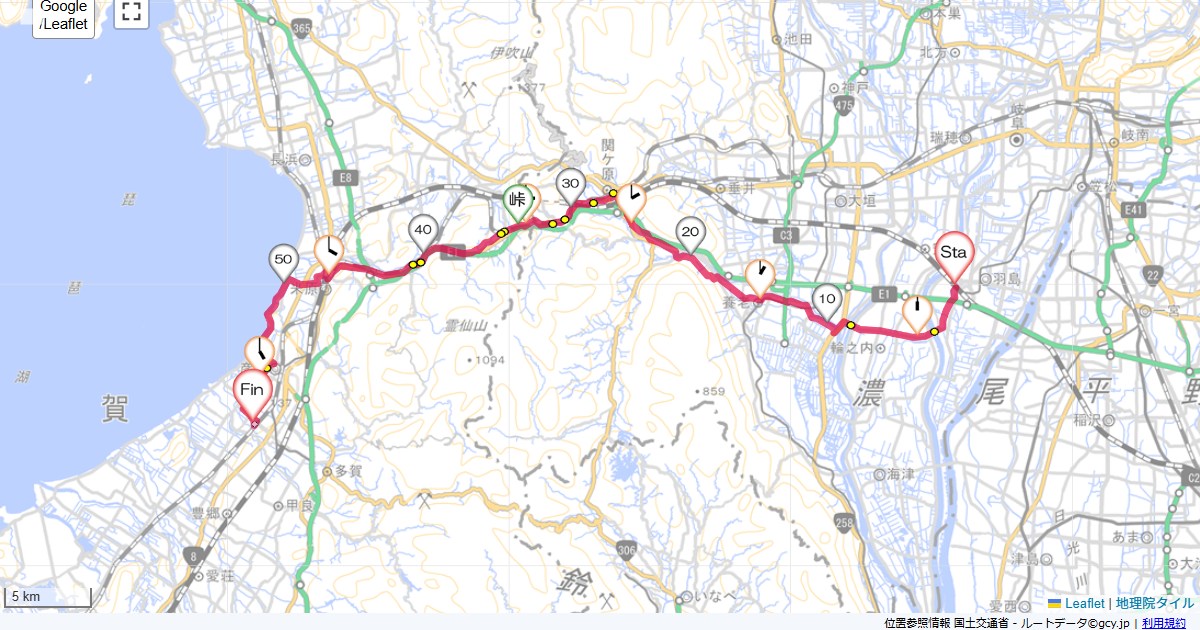 羽島から彦根岐阜羽島駅,ホテルレイクライド彦根,サイクリング,地図,記録,自転車
