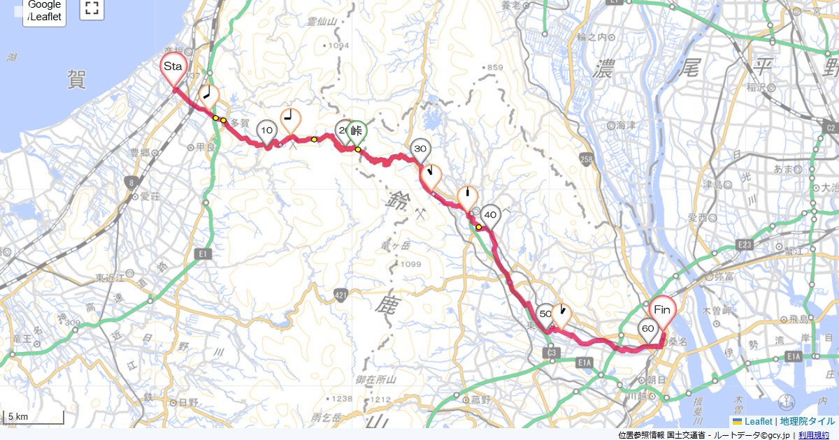 彦根から桑名ホテルレイクライド彦根,桑名駅,サイクリング,地図,記録,自転車