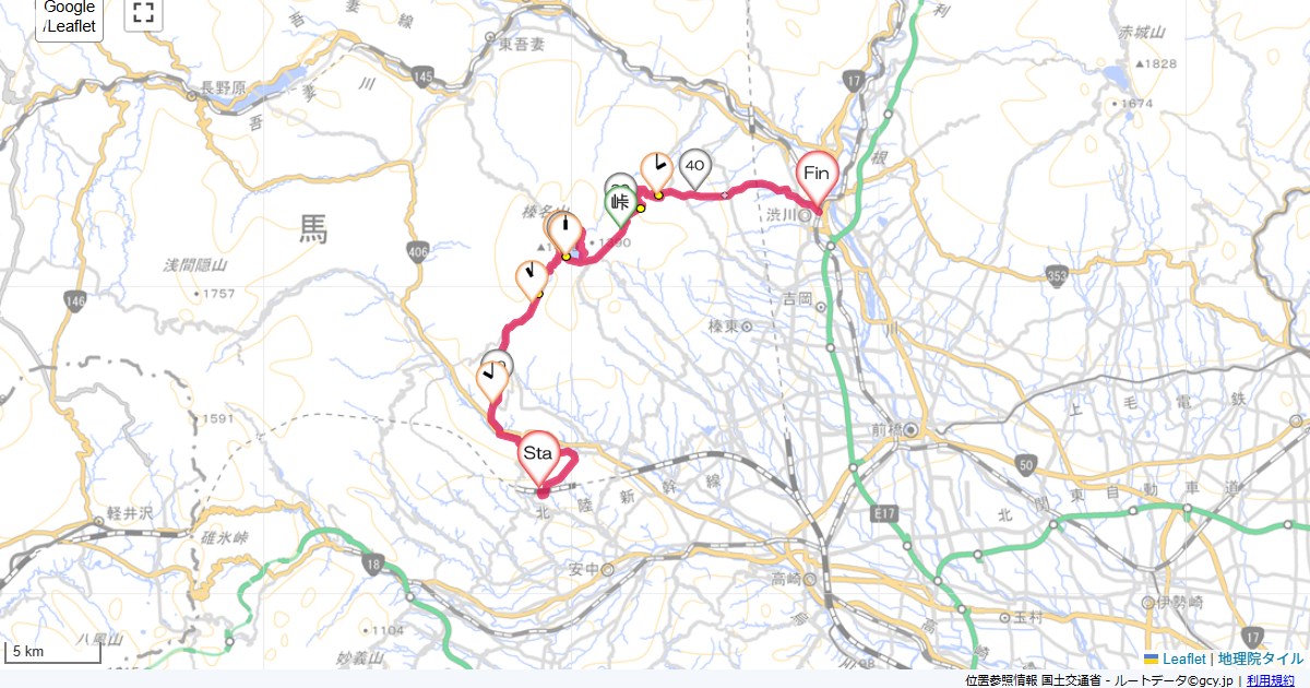 榛名湖安中榛名駅,渋川駅,サイクリング,地図,記録,自転車