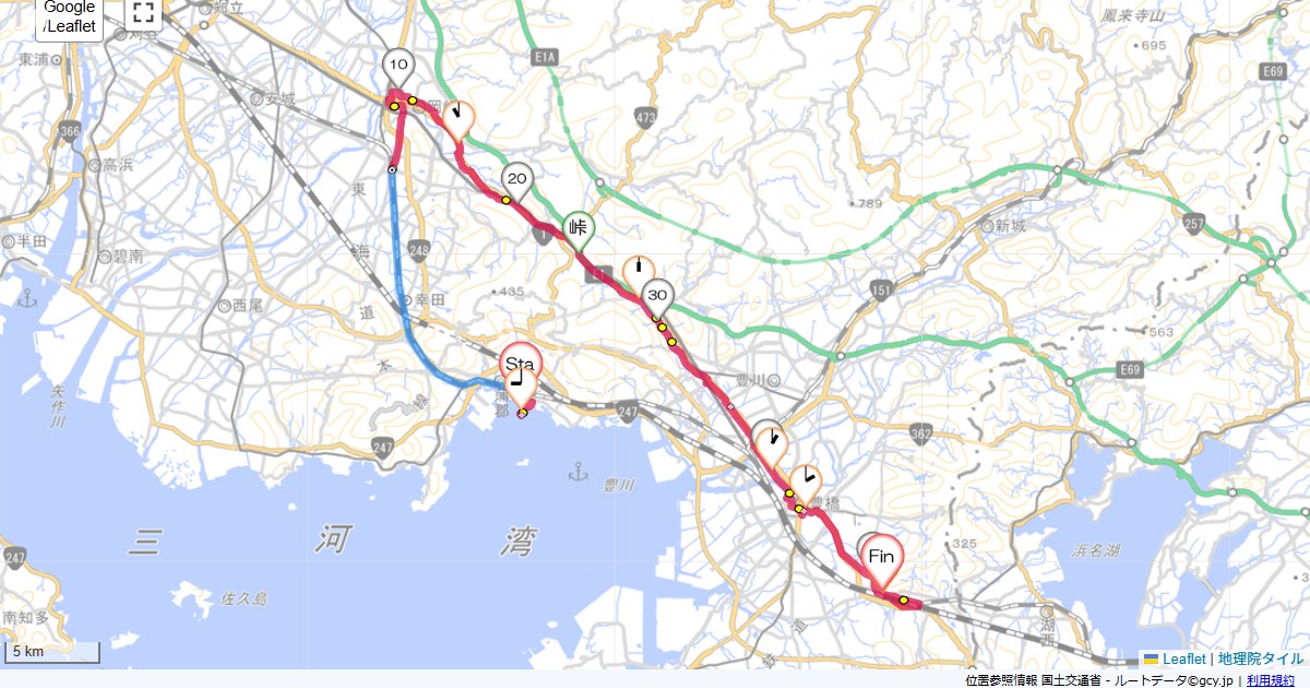 岡崎から二川ホテル竹島,二川駅,サイクリング,地図,記録,自転車