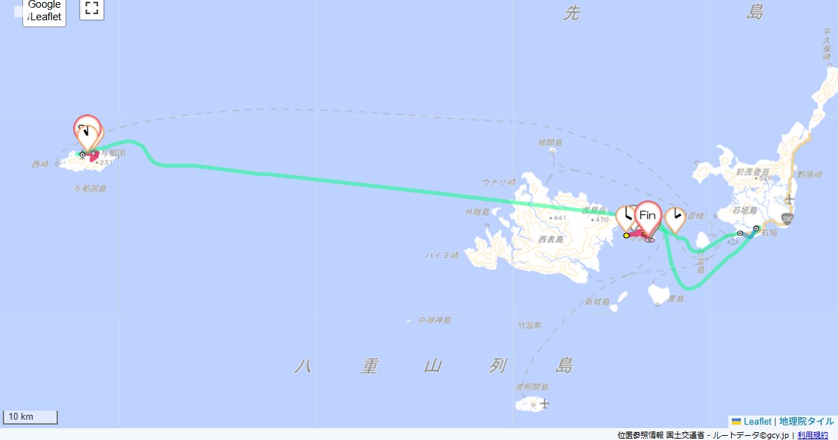 八重山4日目アイランドリゾート与那国,はいむるぶし,サイクリング,地図,記録,自転車