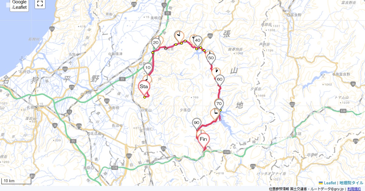 12北海道3日目栗山町森,新夕張駅,サイクリング,地図,記録,自転車
