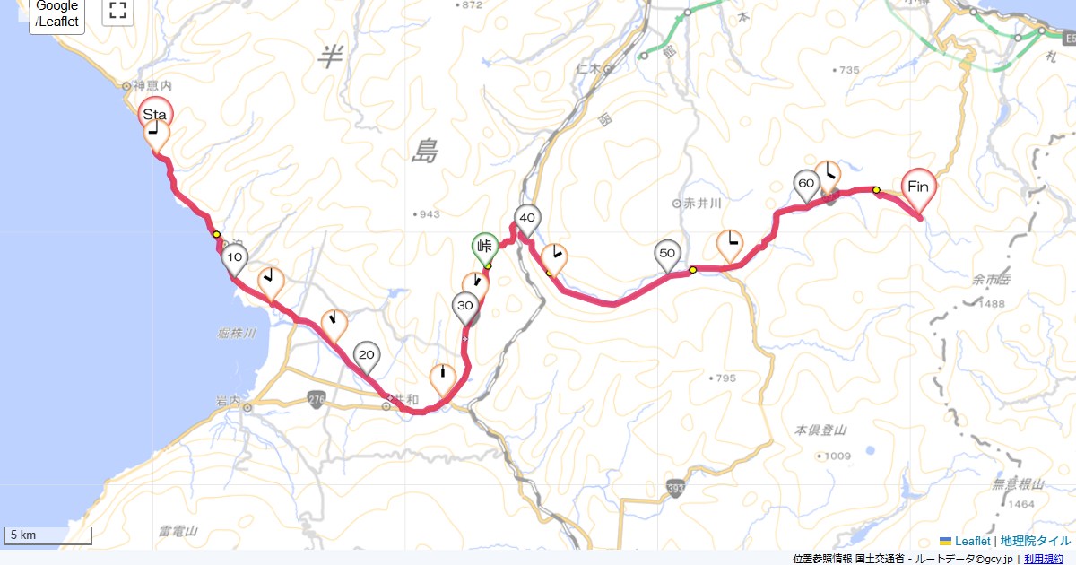 12北海道5日目泊村国民宿舎もいわ荘,ホテルピアノ,サイクリング,地図,記録,自転車