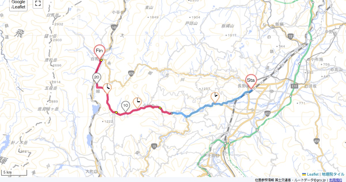 中条から白馬長野市南千歳,白馬ロイヤルホテル,サイクリング,地図,記録,自転車