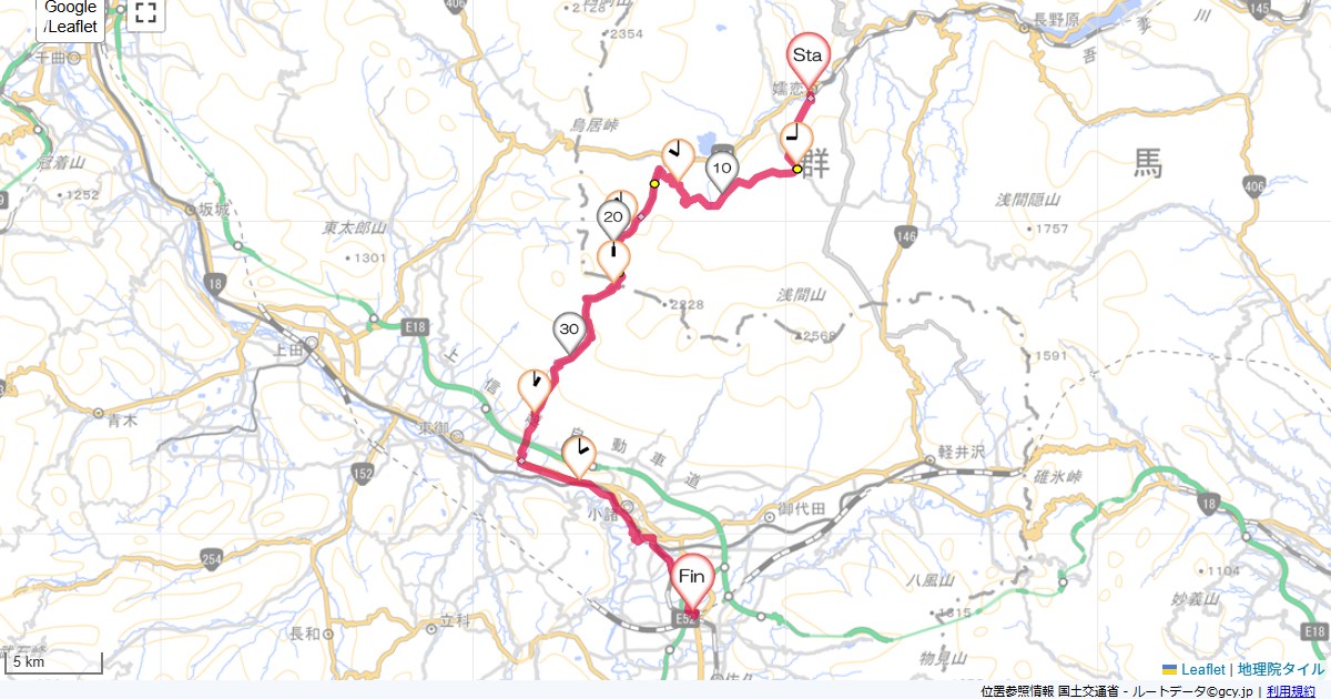 大前から佐久平つまごい館,佐久平駅,サイクリング,地図,記録,自転車