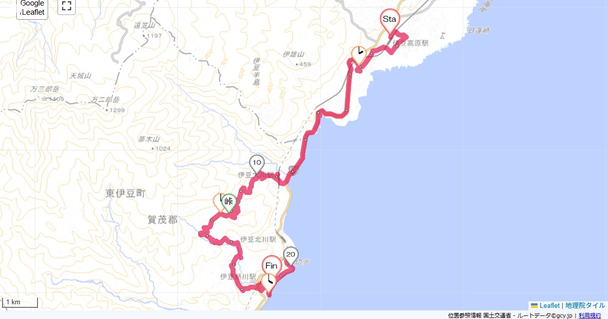 伊豆高原から熱川温泉伊豆高原駅,東伊豆町奈良本,サイクリング,地図,記録,自転車