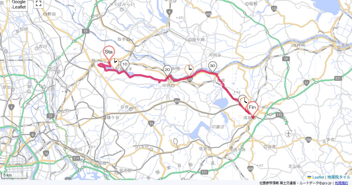 手賀沼から成田我孫子市本町,成田市花崎町,サイクリング,地図,記録,自転車