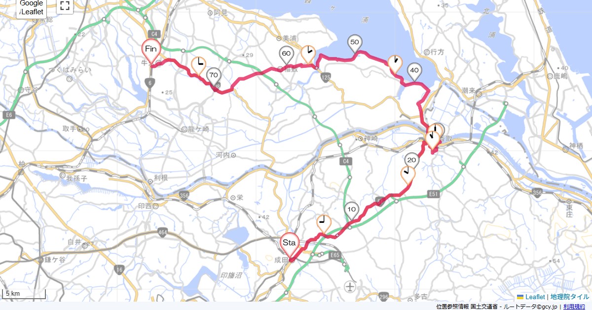 成田佐原霞ヶ浦成田市花崎町,牛久市中央,サイクリング,地図,記録,自転車