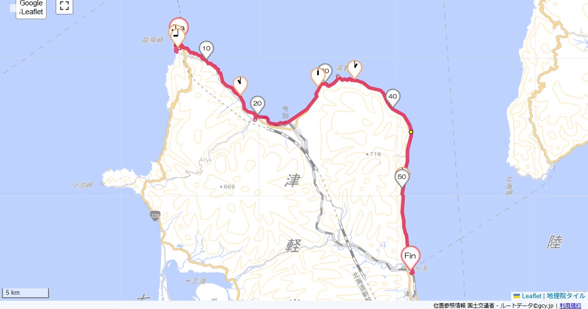 津軽半島3日目ホテル竜飛,蟹田駅,サイクリング,地図,記録,自転車