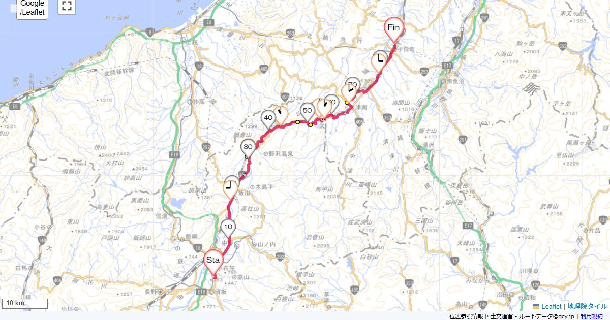 須坂から十日町北須坂,十日町駅,サイクリング,地図,記録,自転車