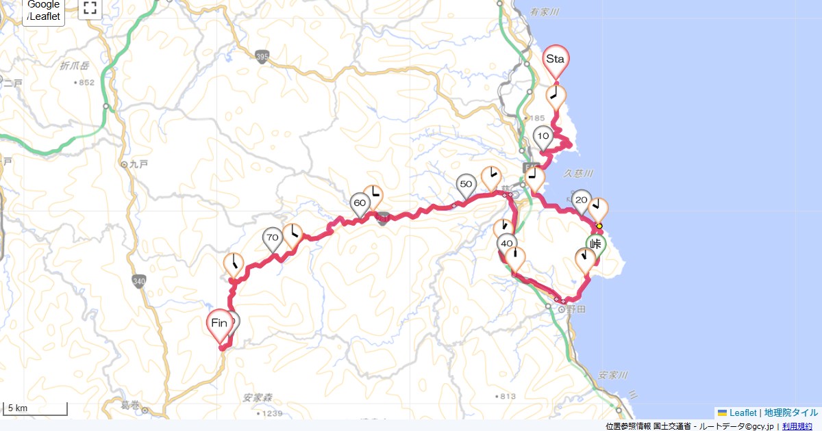 久慈から平庭高原侍の湯きのこ屋,平庭山荘,サイクリング,地図,記録,自転車