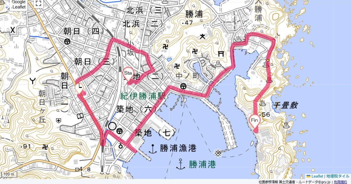 勝浦温泉紀伊勝浦駅,ホテル浦島,サイクリング,地図,記録,自転車