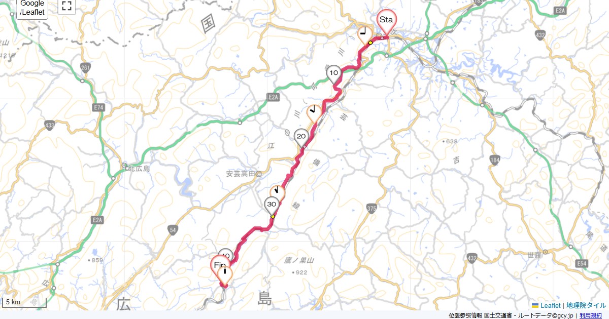 三次から広島三次グランドホテル,志和口駅,サイクリング,地図,記録,自転車