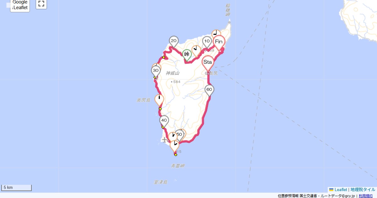 奥尻島一周浜旅館,御宿きくち,サイクリング,地図,記録,自転車